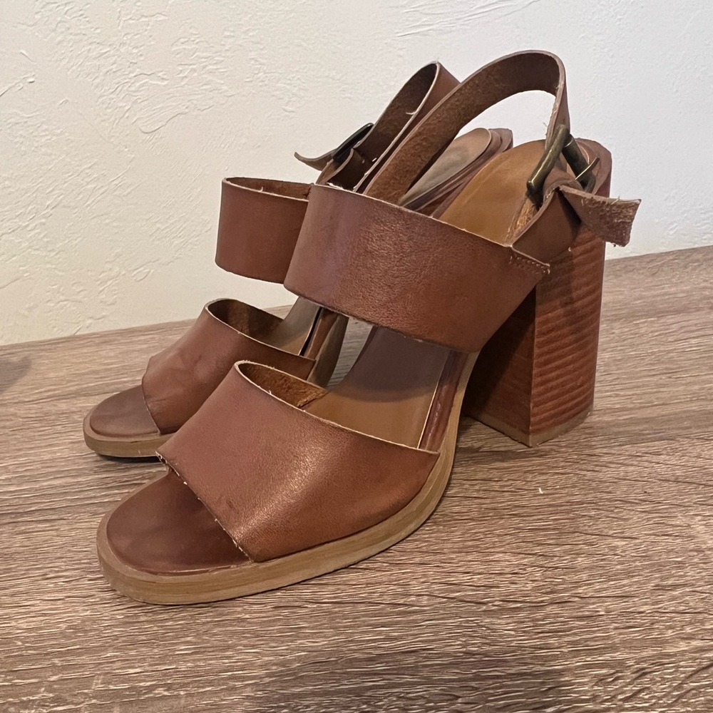 Brown Leather Wedge Heels